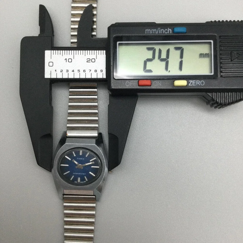 Vintage Timex Womens Watch 25mm Blue Dial Manual WR Steel